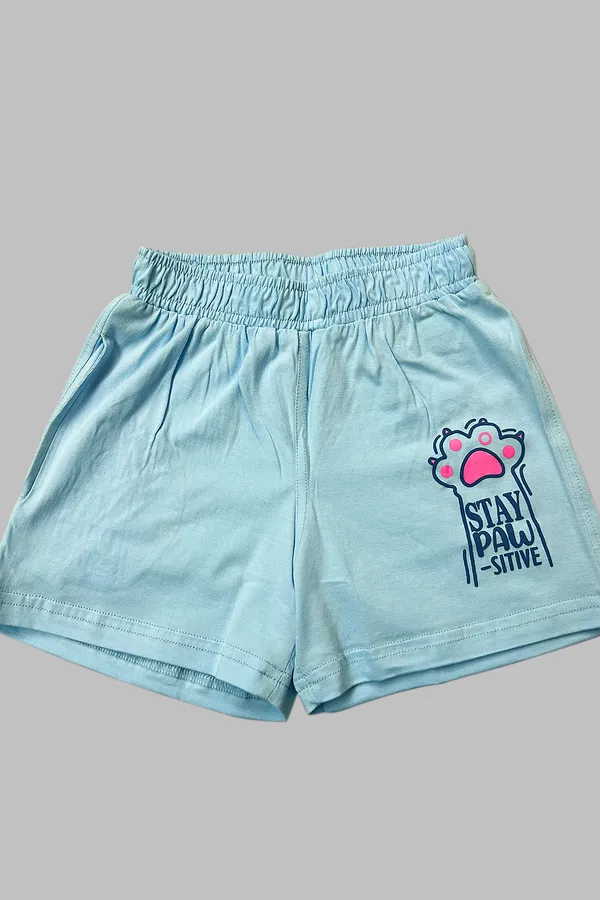 Lazy_Kitty_Shorts_Set_For_Girls