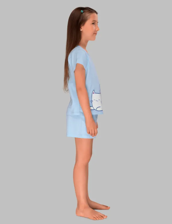 Lazy_Kitty_Shorts_Set_For_Girls