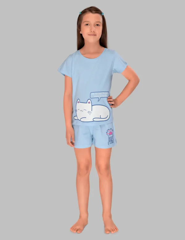 Lazy_Kitty_Shorts_Set_For_Girls