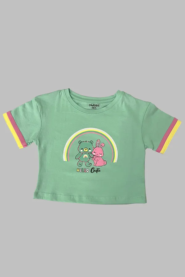Teal_Bunny_And_Teddy_Shorts_Set_For_Girls