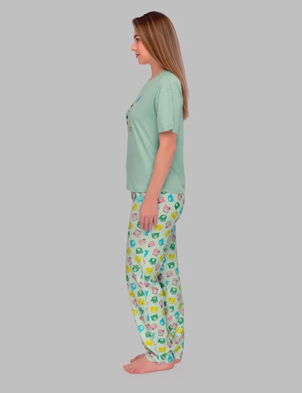 Green_Cotton_Twinning_Top_Pajama_Set_For_Moms