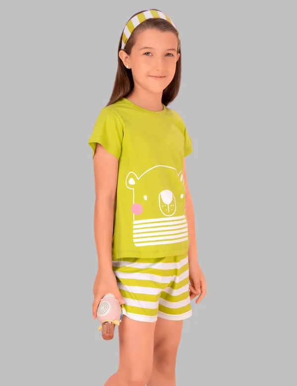 3_Piece_Nightsuits_Top_Pajama_Shorts_Sets_For_Girls