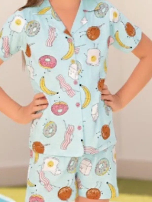 Fun_Doughnuts_Shirt_And_Shorts_Sets_For_Girls