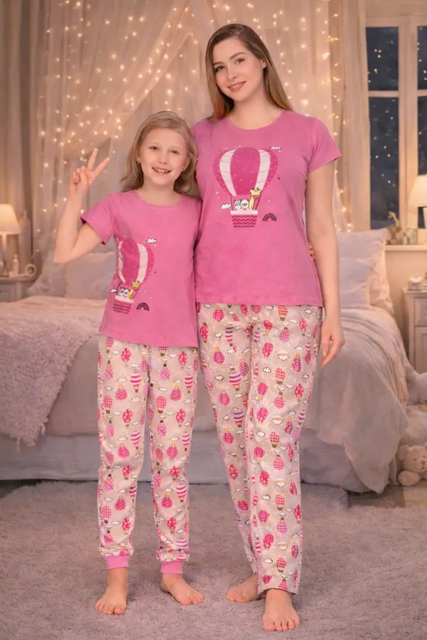 Pink_Cotton_Twinning_Top_Pajama_Set_For_Moms