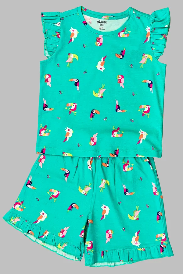 Colourful_Parrot_Shorts_Set_For_Girls
