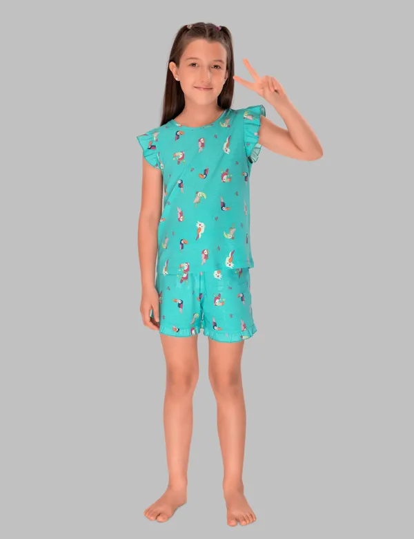 Colourful_Parrot_Shorts_Set_For_Girls