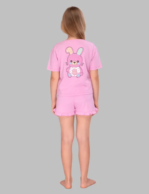 Pink_Back_Print_Teddy_Shorts_Set_For_Girls