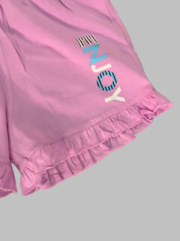 Pink_Back_Print_Teddy_Shorts_Set_For_Girls