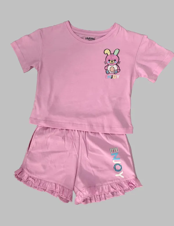 Pink_Back_Print_Teddy_Shorts_Set_For_Girls