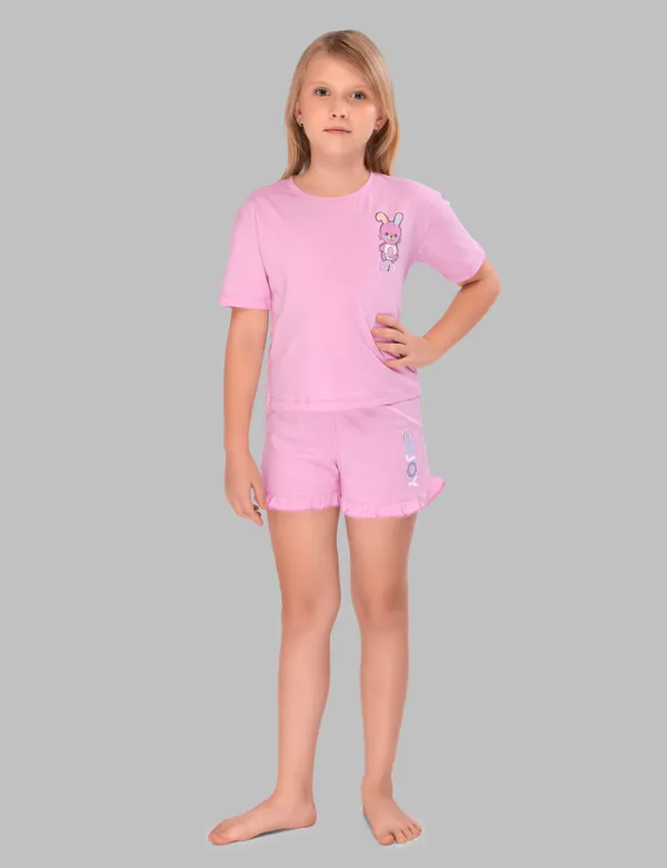 Pink_Back_Print_Teddy_Shorts_Set_For_Girls