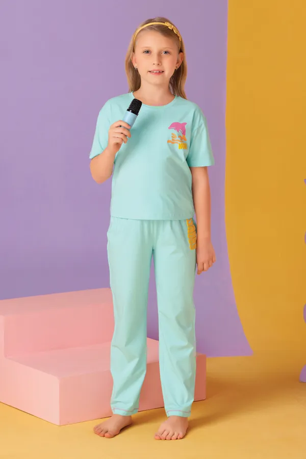 Dream_With_Dolphins_Top_Pajama_Sets_For_Girls