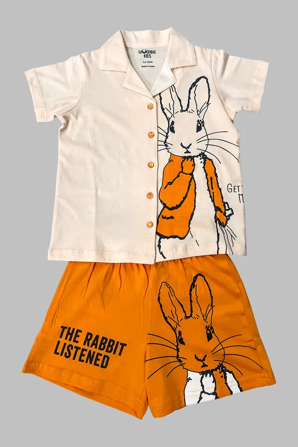 Funny_Bunny_Shirt_And_Shorts_Sets_For_Girls
