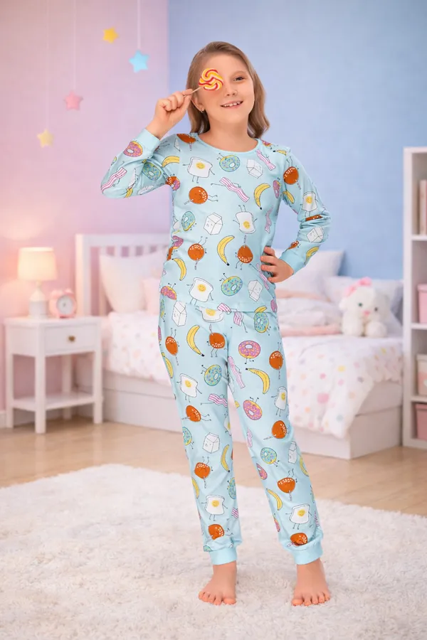 Fruit_Doughnuts_Cozy_Nightsuits_Top_Pajama_Set_For_Girls