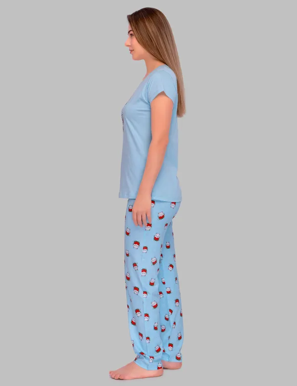 Blue_Cotton_Twinning_Top_Pajama_Set_For_Moms