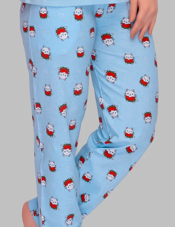 Blue_Cotton_Twinning_Top_Pajama_Set_For_Moms
