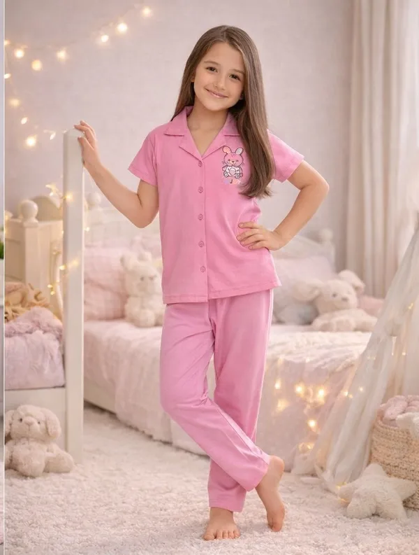 Teddy_Print_Baby_Pink_Collar_And_Pajama_Set_For_Girls