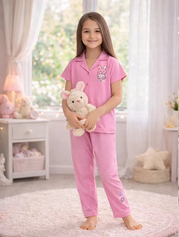 Teddy_Print_Baby_Pink_Collar_And_Pajama_Set_For_Girls