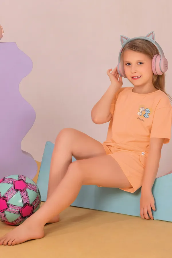 Solid_Pastel_Peach_Shorts_Set_For_Girls