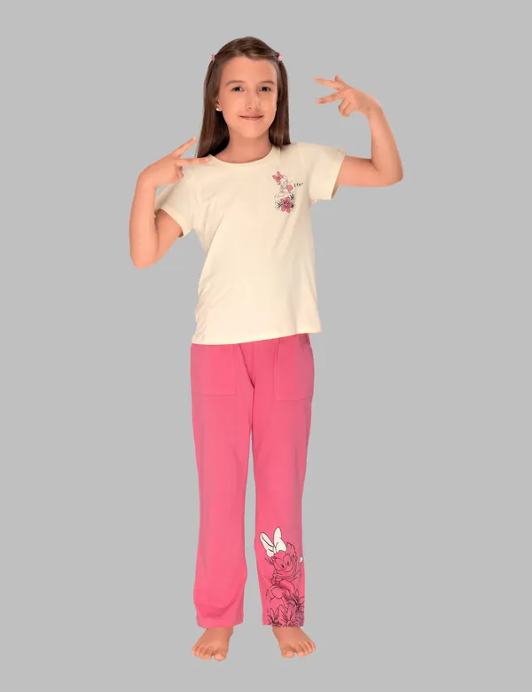 Off_White_Duck_Print_Top_With_Conast_Pink_Pajama_Set_For_Girls