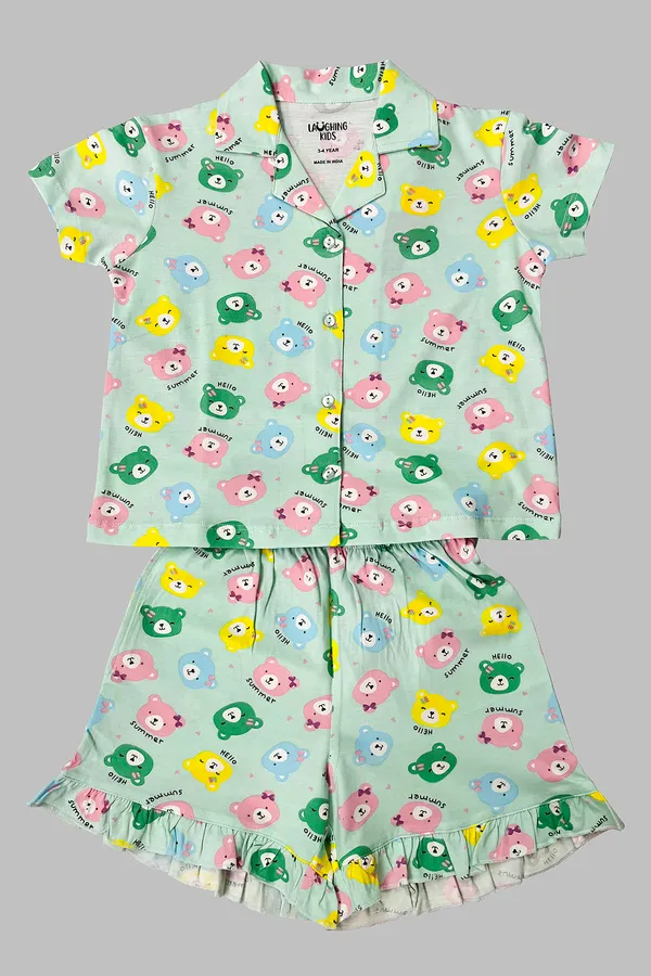Teddy_Bear_Shirt_And_Shorts_Sets_For_Girls