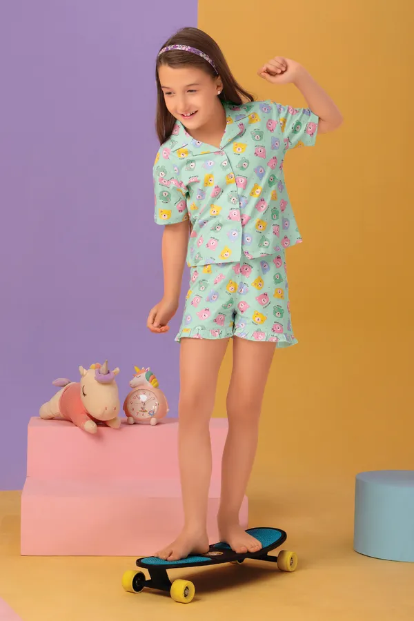 Teddy_Bear_Shirt_And_Shorts_Sets_For_Girls