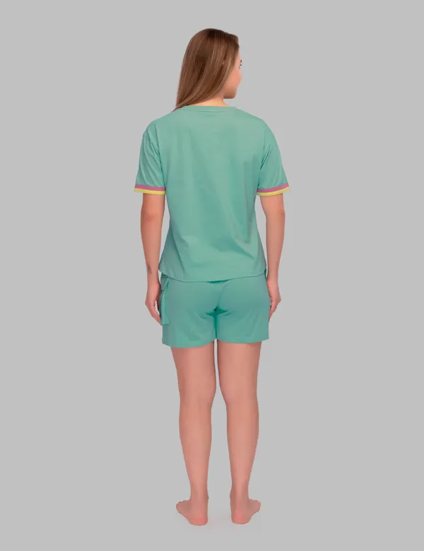 Green_Cotton_Twinning_Top_Shorts_Set_For_Moms