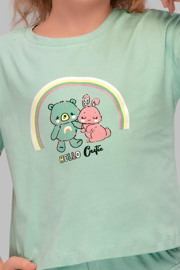Green_Cotton_Twinning_Top_Shorts_Set_For_Moms