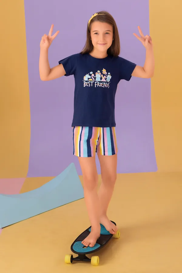 Navy_Blue_Siped_Shorts_Set_For_Girls