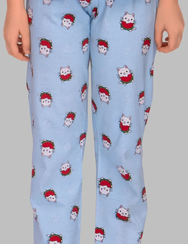 Kitty_Watermelon_eat_Top_Pajama_Set_For_Girls