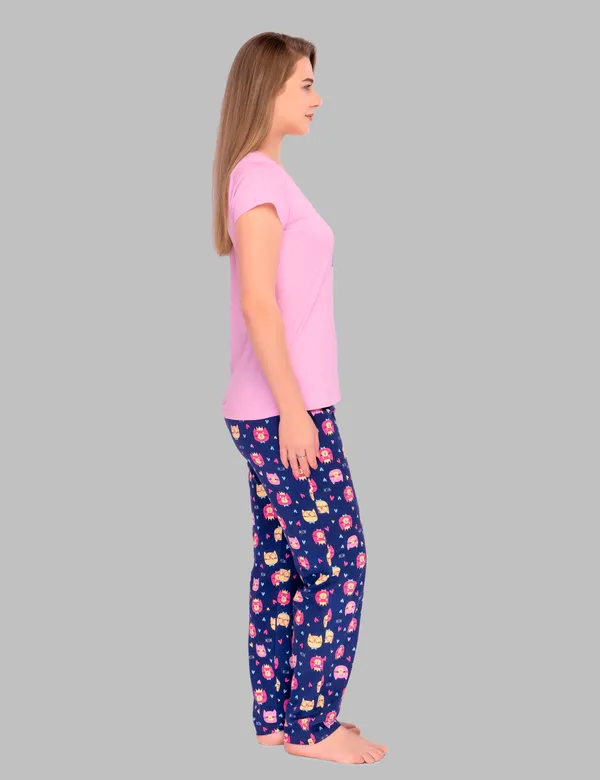 Pink_Cotton_Twinning_Top_Pajama_Set_For_Moms