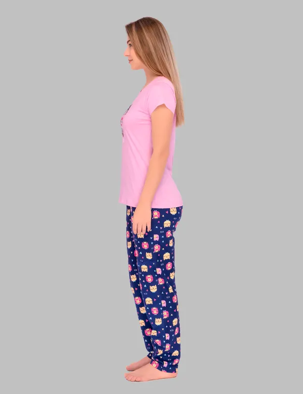Pink_Cotton_Twinning_Top_Pajama_Set_For_Moms