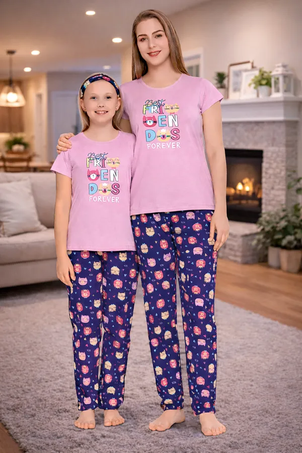 Pink_Cotton_Twinning_Top_Pajama_Set_For_Moms