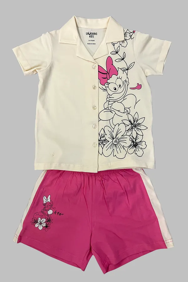 Duck_Print_Shirt_And_Shorts_Sets_For_Girls_5101