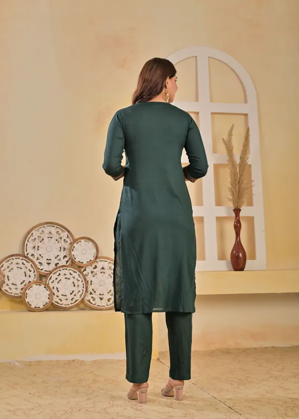 Green_Viscose_Rayon_Embroidered_V_Neck_A-Line_Kurta_Pant_And_Dupatta_For_Women_And_Girls