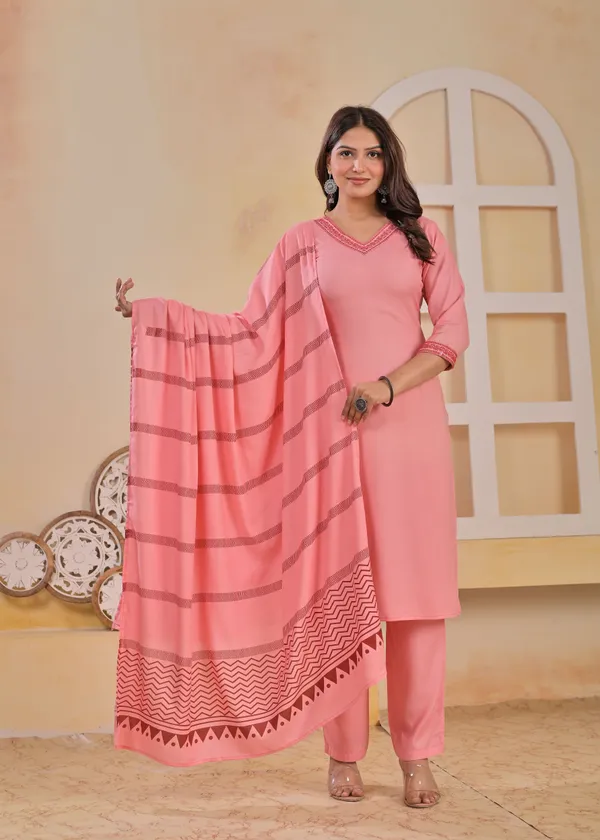 Pink_Viscose_Rayon_Embroidered_V_Neck_A-Line_Kurta_Pant_And_Dupatta_For_Women_And_Girls