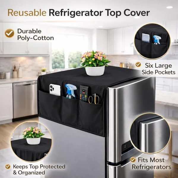 Black_Waterproof_Dustproof_Refrigerator_Cover_With_6_Storage_Pockets_51X24_Inches