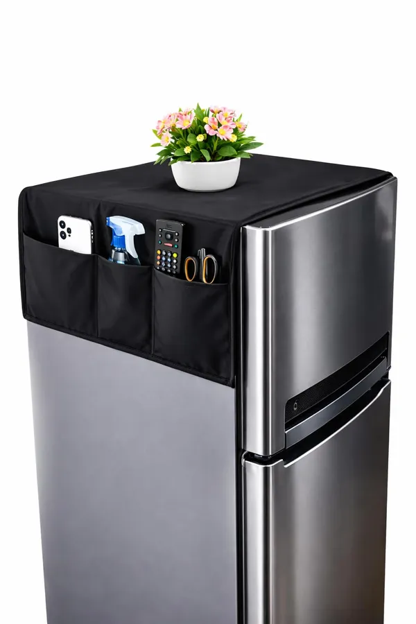 Black_Waterproof_Dustproof_Refrigerator_Cover_With_6_Storage_Pockets_51X24_Inches