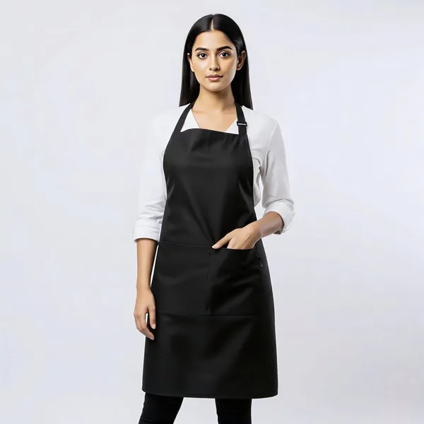 Black_Waterproof_Kitchen_Apron_Oil_&_Stain_Resistant_Apron_With_2_Pockets_For_Home