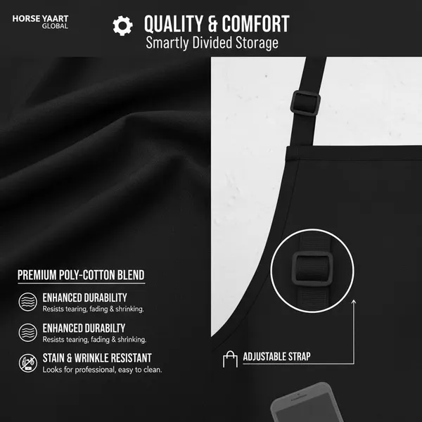 Black_Waterproof_Kitchen_Apron_Oil_&_Stain_Resistant_Apron_With_2_Pockets_For_Home