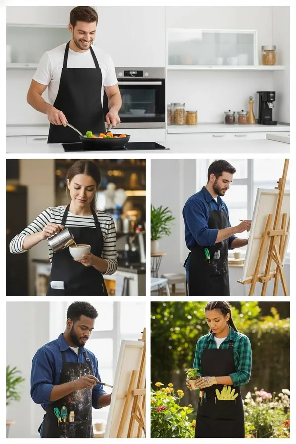 Black_Waterproof_Kitchen_Apron_Oil_&_Stain_Resistant_Apron_With_2_Pockets_For_Home