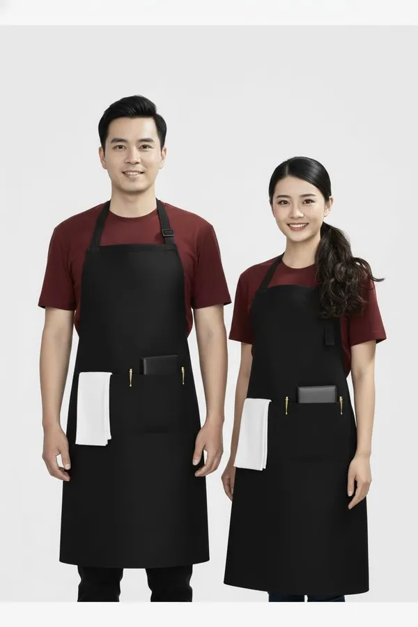 Black_Waterproof_Kitchen_Apron_Oil_&_Stain_Resistant_Apron_With_2_Pockets_For_Home