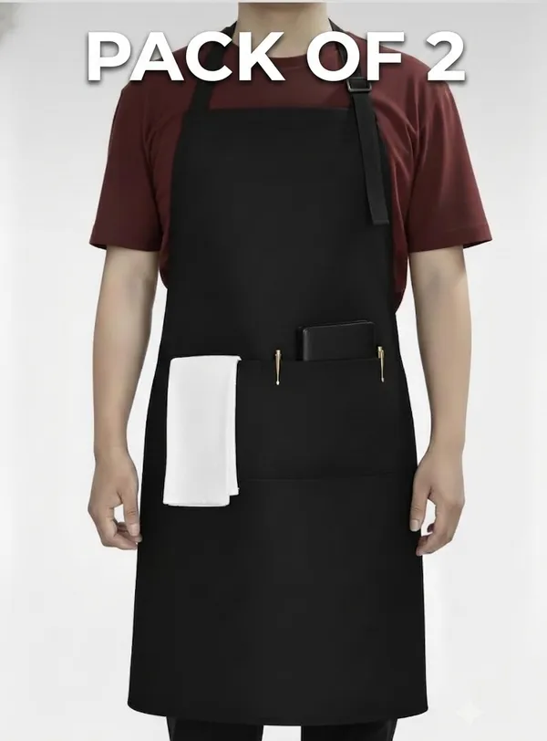 Pack_of_2_Black_Waterproof_Kitchen_Apron_Oil_&_Stain_Resistant_Apron_With_2_Pockets_For_Home