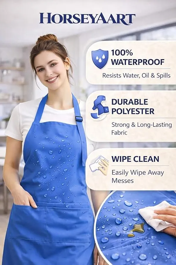 Sky_Blue_Waterproof_Kitchen_Apron_Oil_&_Stain_Resistant_Apron_With_2_Pockets_For_Home