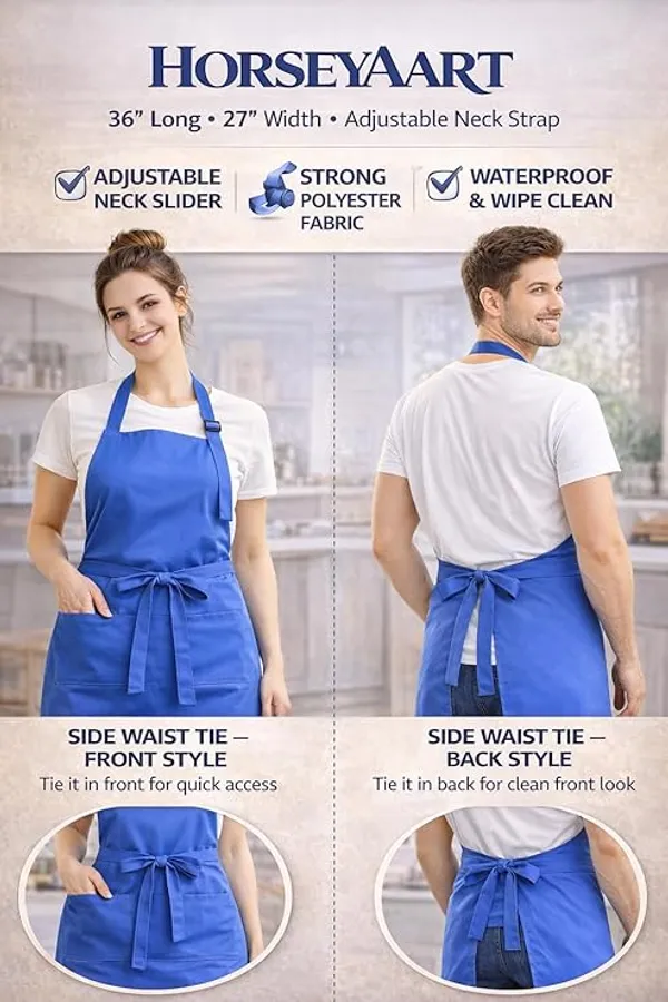 Sky_Blue_Waterproof_Kitchen_Apron_Oil_&_Stain_Resistant_Apron_With_2_Pockets_For_Home