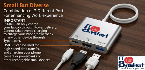 ITBasket_3-In-1_Usb_Type_C_To_Hdmi_Adapter__100W_Pd_Fast_Charging_Port_Usb_A_3.0_Multiport_Hub_For_Macbook_Pro_Air_Windows_Laptop_Tablet_Smartphone_&_All_Type_C_Devices