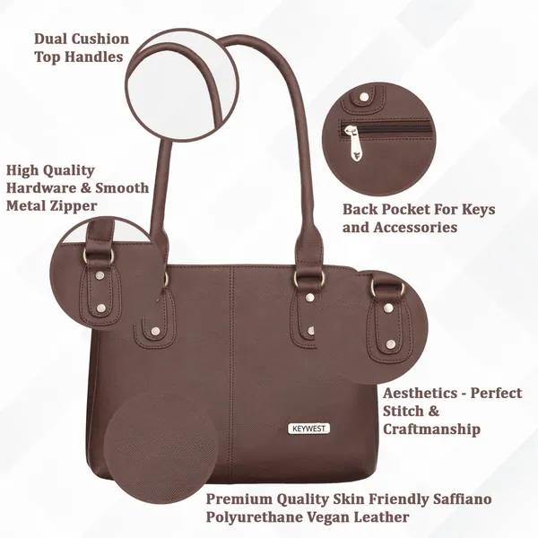 Keywest_Women's_Penguin_Tote_Handbag_for_Women_|_Hobo_Bag_for_Work_|_Ladies_Purse_|_Stylish_Shoulder_Bag_|_Gift_For_Women_|_Brown