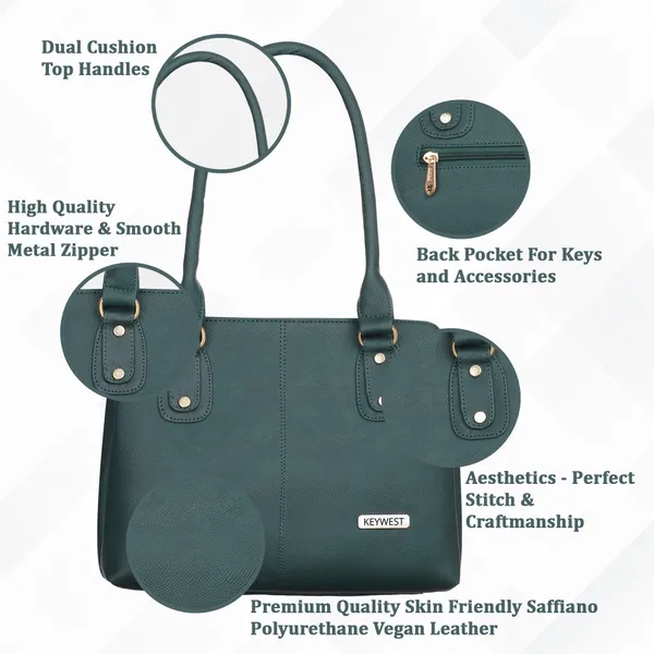 Keywest_Women's_Penguin_Tote_Handbag_for_Women_|_Hobo_Bag_for_Work_|_Ladies_Purse_|_Stylish_Shoulder_Bag_|_Gift_For_Women_|_Green