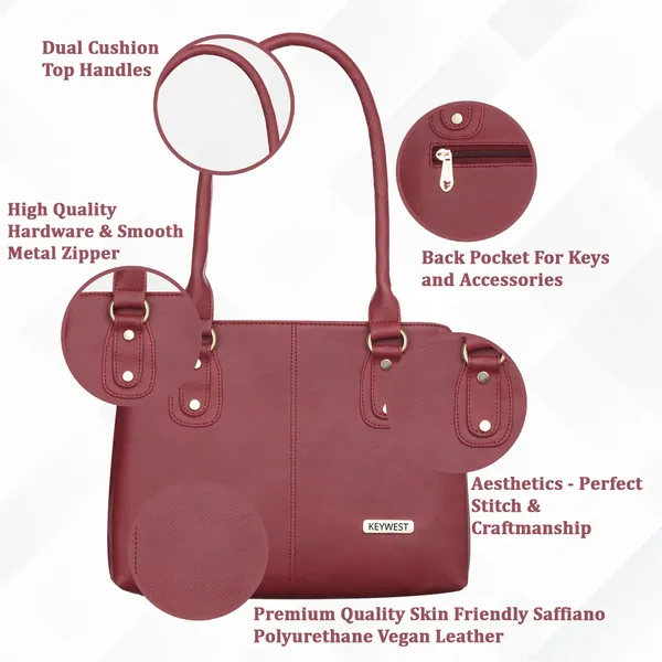 Keywest_Women's_Penguin_Tote_Handbag_for_Women_|_Hobo_Bag_for_Work_|_Ladies_Purse_|_Stylish_Shoulder_Bag_|_Gift_For_Women_|_Maroon