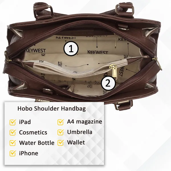 Keywest_Women's_Arlington_Tote_Handbag_for_Women_|_Hobo_Bag_for_Work_|_Ladies_Purse_|_Stylish_Shoulder_Bag_|_Gift_For_Women_|_Brown