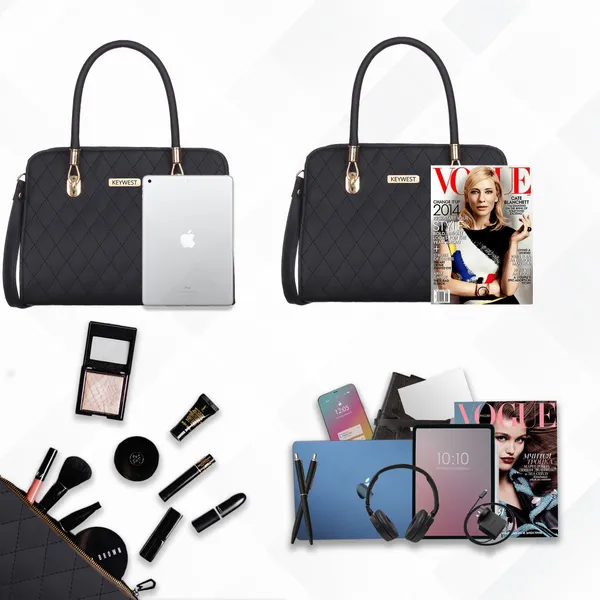 Keywest_Women's_Diamond_Tote_Handbag_for_Women_|_Hobo_Bag_for_Work_|_Ladies_Purse_|_Stylish_Shoulder_Bag_|_Gift_For_Women_|_Black